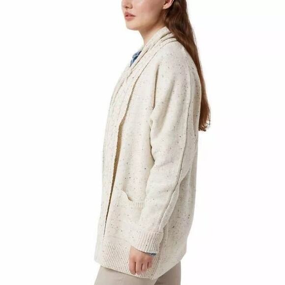 NWT Chaps Women's Cotton Blend Cable Knit Shawl Collar Open Front Cardigan - Picture 2 of 7